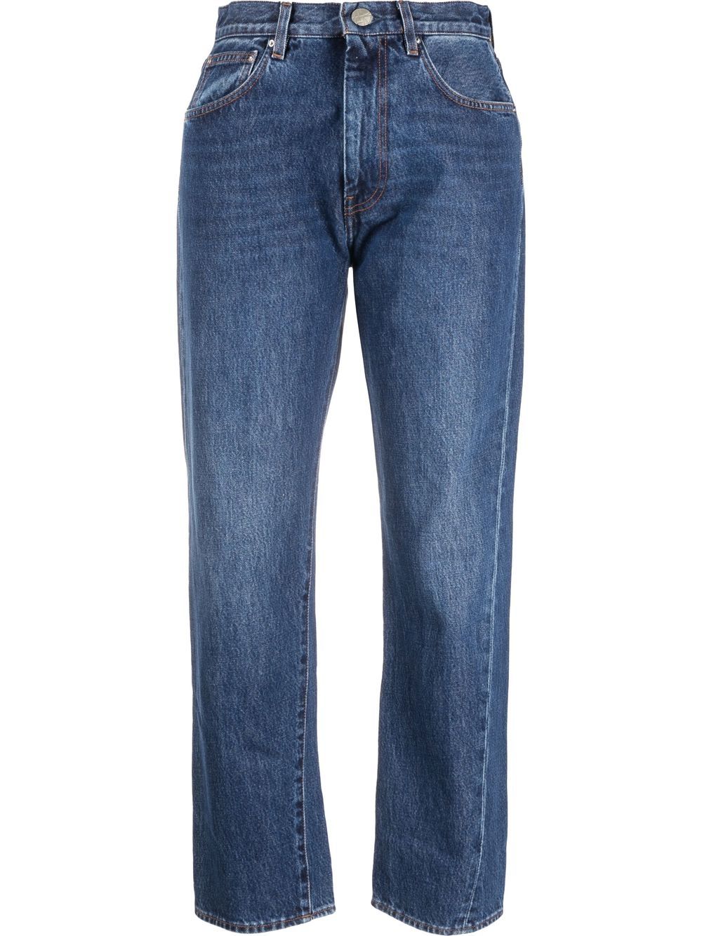 Straight leg cropped denim jeans