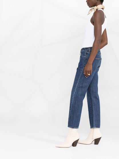 Straight leg cropped denim jeans