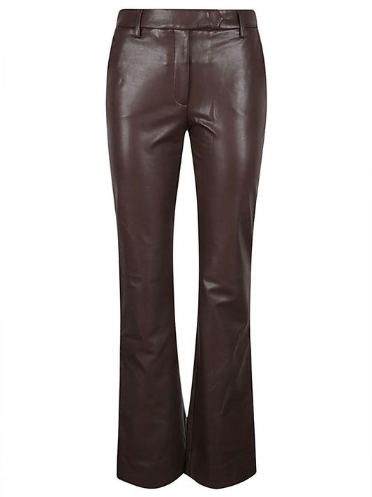 Faux leather flared trousers