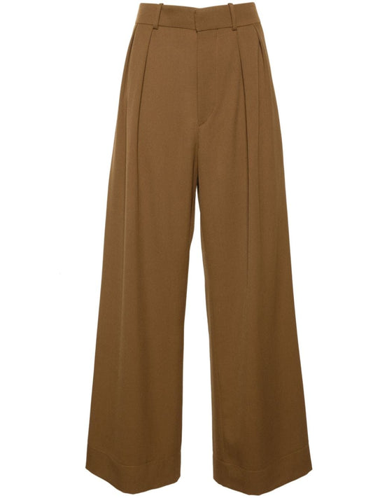 Low-rise wool trousers