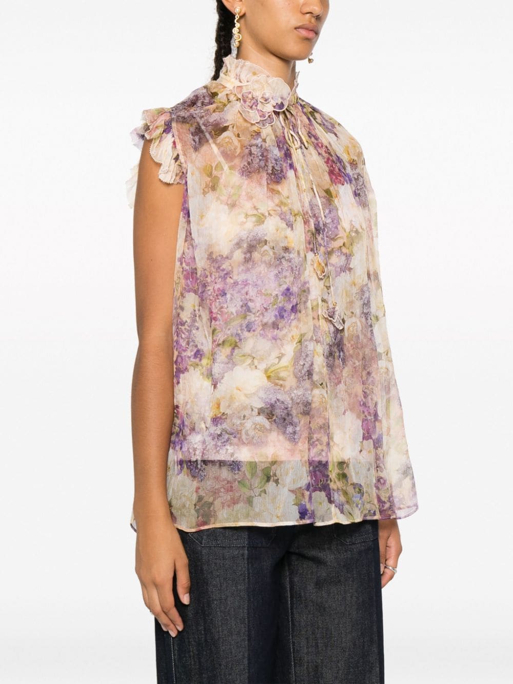 Floral print silk top