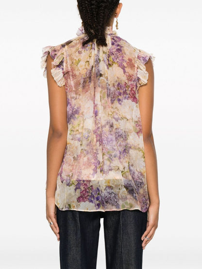 Floral print silk top