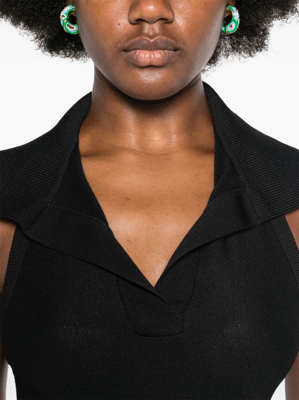 Sleeveless polo bodysuit