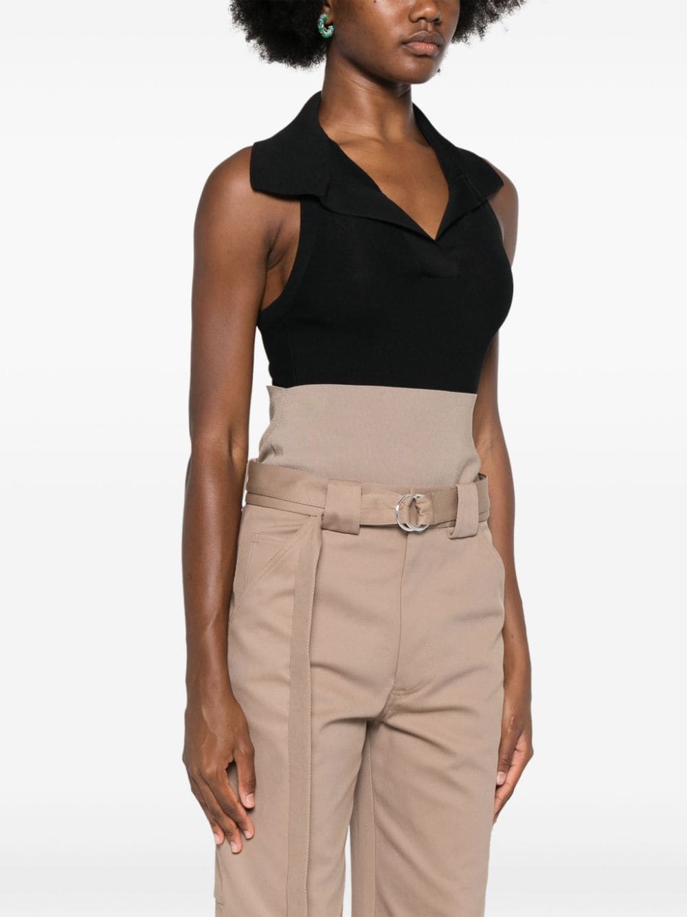 Sleeveless polo bodysuit