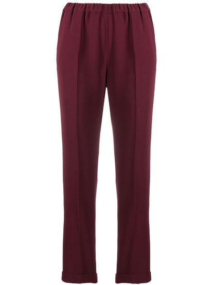 Elasticated waist straight-leg trousers