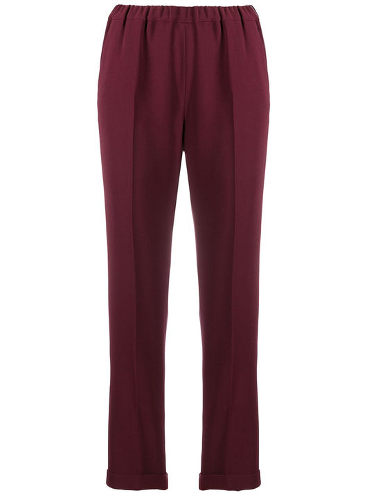 Elasticated waist straight-leg trousers