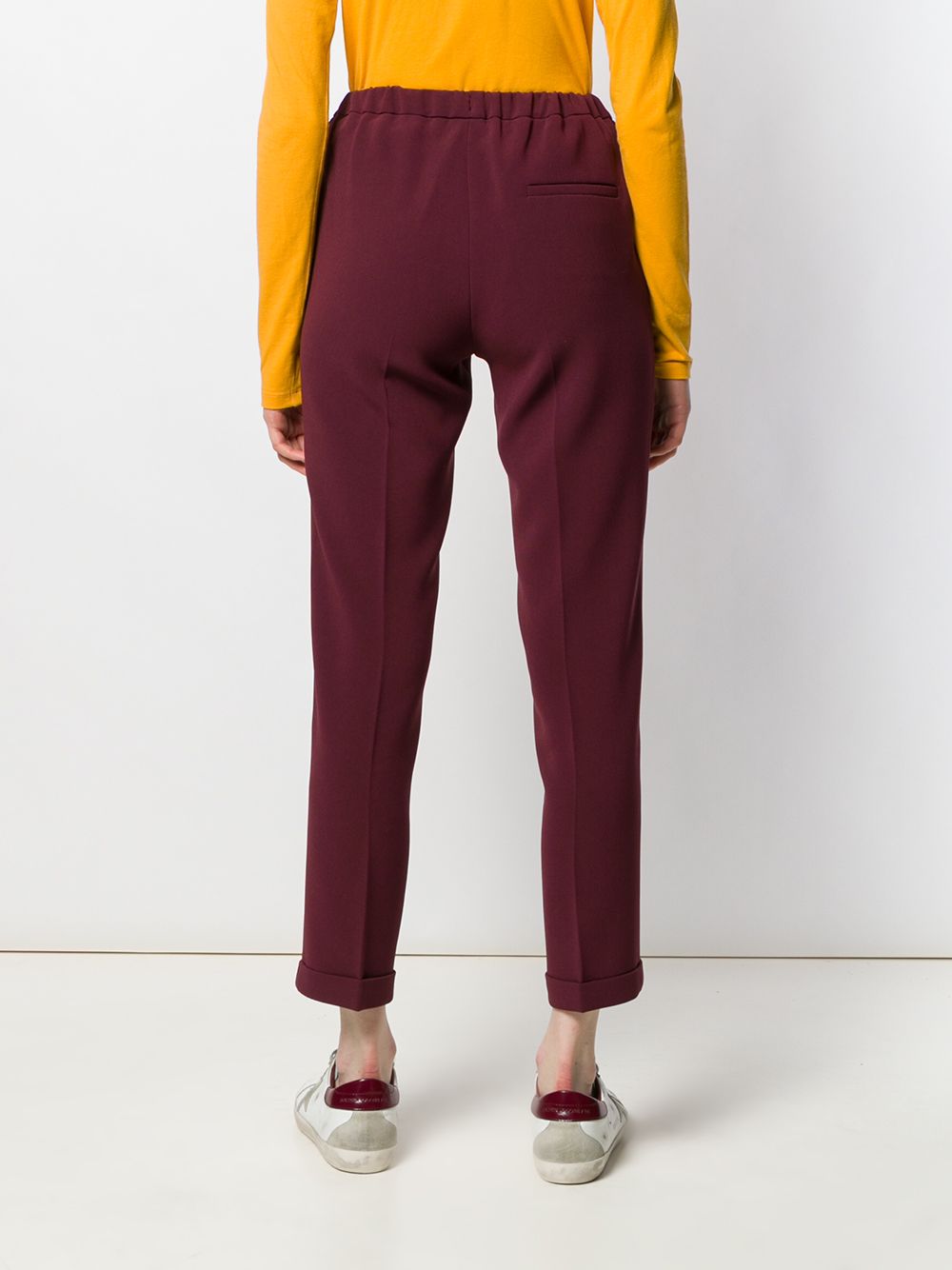 Elasticated waist straight-leg trousers