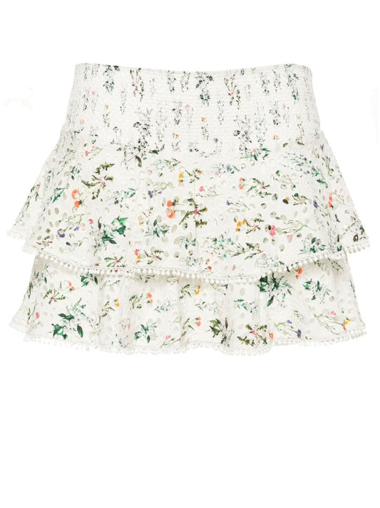 Flower print cotton skirt