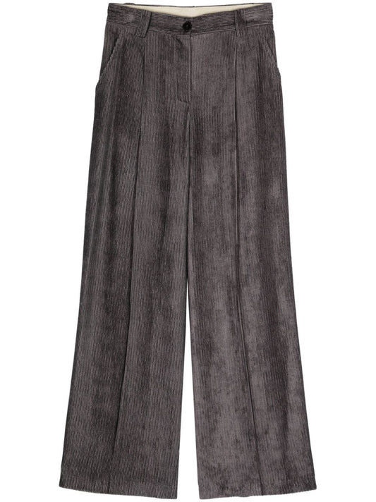 Velvet wide-leg trousers