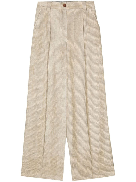 Velvet wide-leg trousers