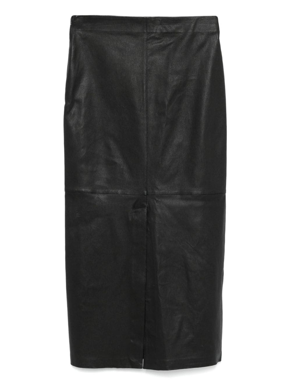 Leather midi skirt