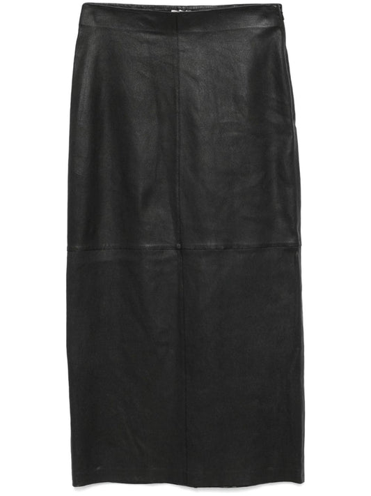 Leather midi skirt