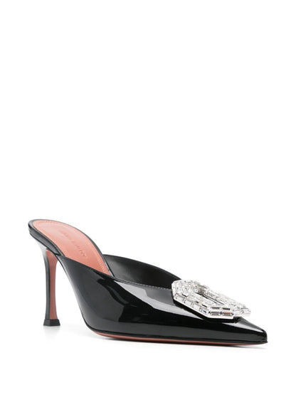 Camelia patent leather mules