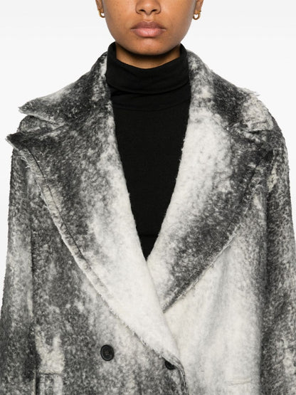 Marble effect wool coat