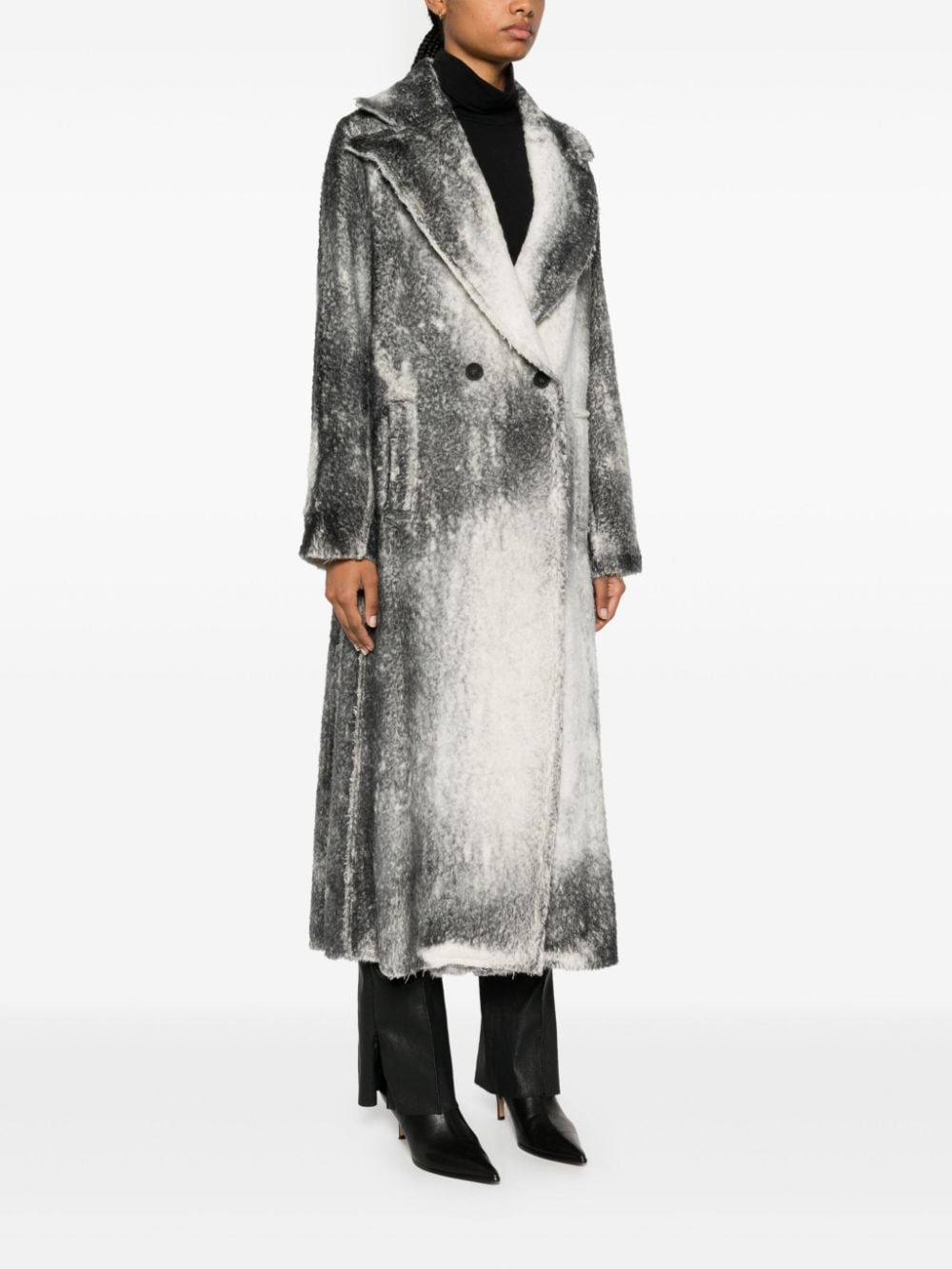 Marble effect wool coat