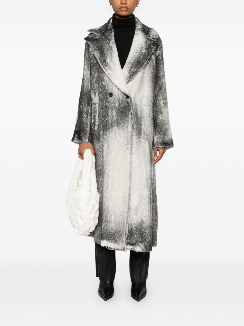 Marble effect wool coat