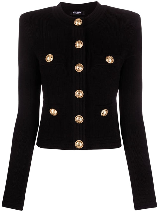 Buttoned crewneck cardigan