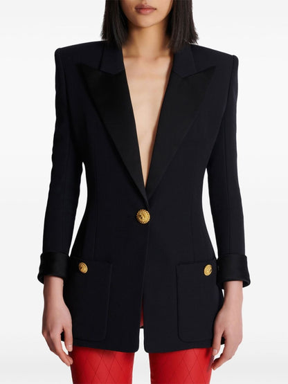 Wool single-breasted blazer jacket