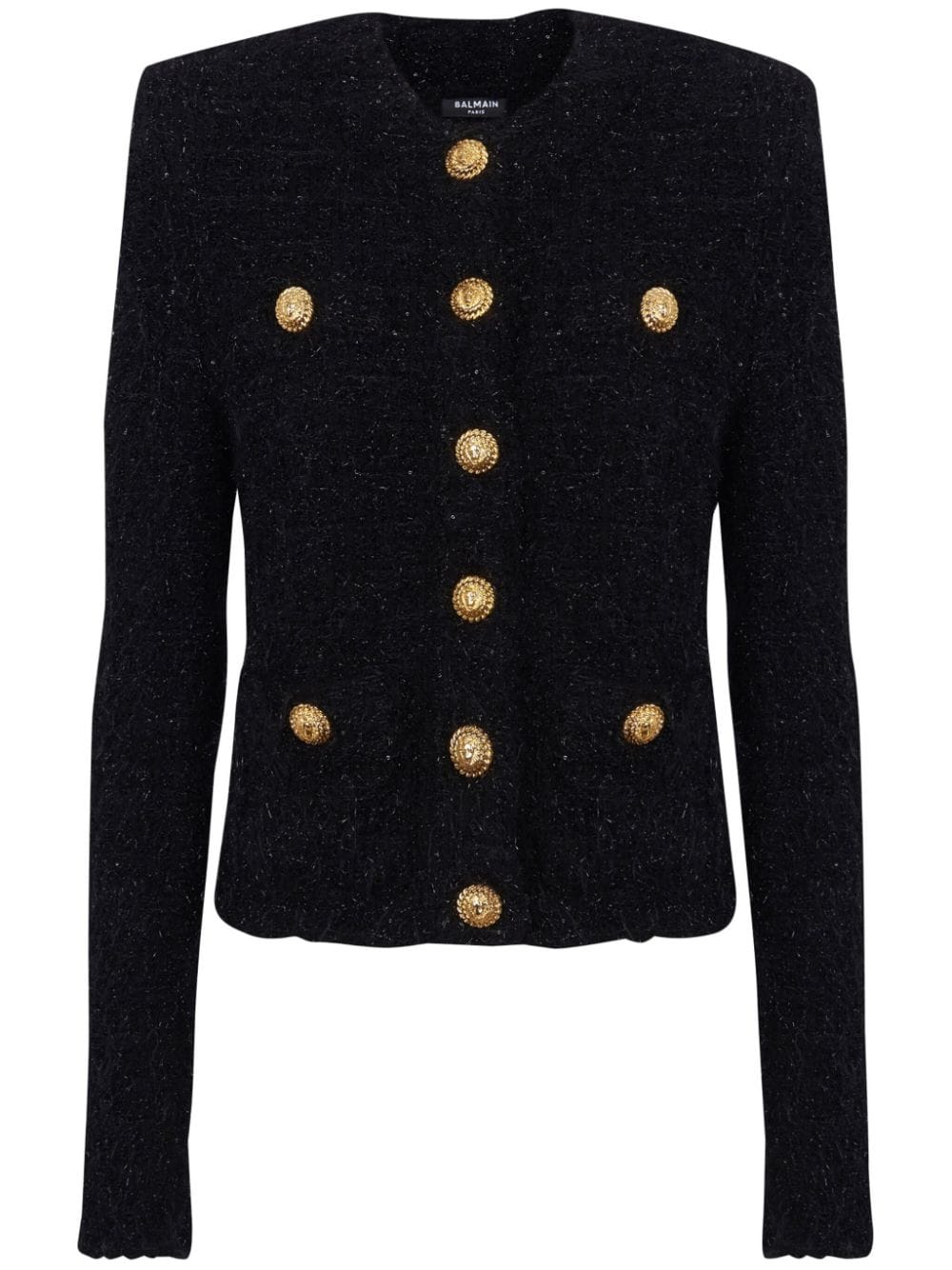 Buttoned tweed short jacket