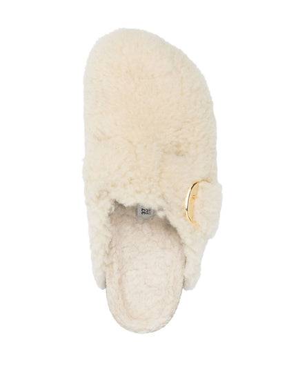 Boston big buckle shearling slippers