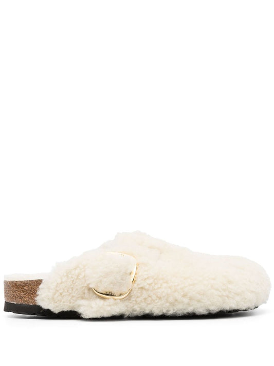 Boston big buckle shearling slippers