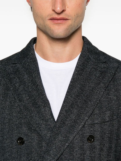 Wool and cotton double-breasted jacket