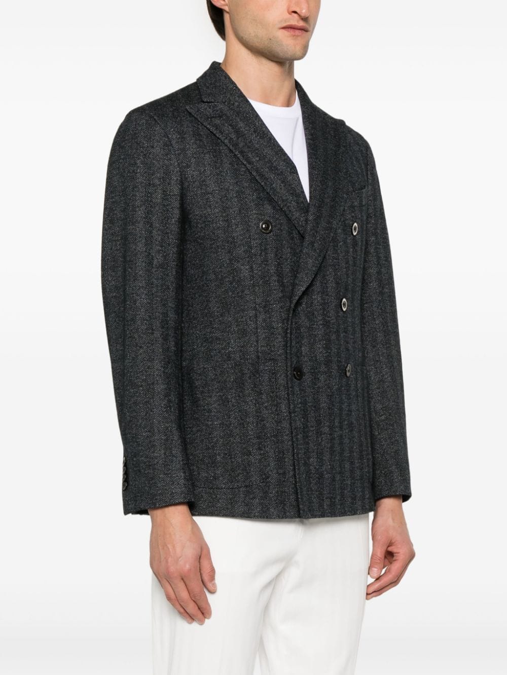 Wool and cotton double-breasted jacket