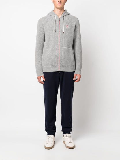 Cashmere zipped hoodie