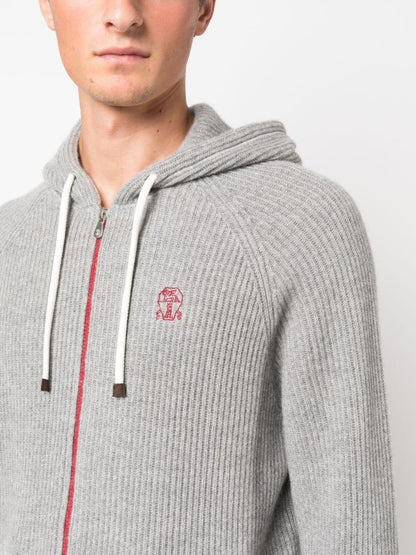 Cashmere zipped hoodie