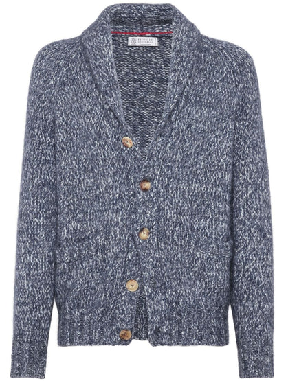 V-necked wool cardigan