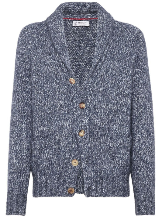 V-necked wool cardigan