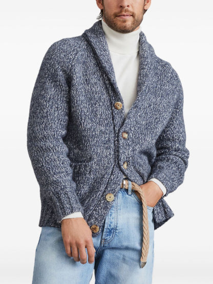 V-necked wool cardigan