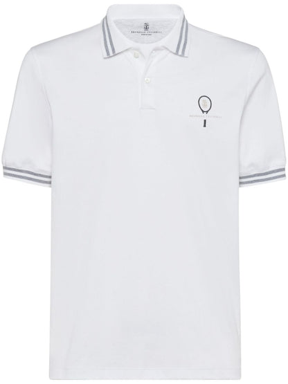 Cotton polo with tennis logo