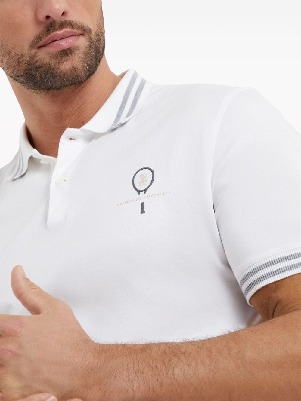 Cotton polo with tennis logo