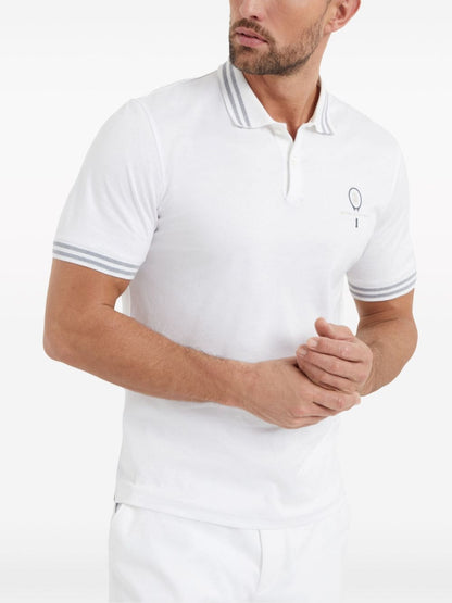 Cotton polo with tennis logo