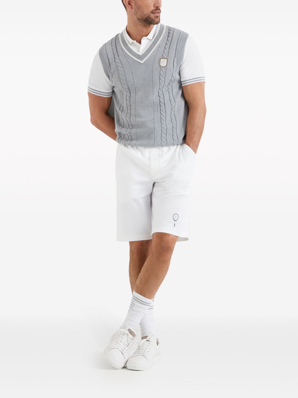 Cotton polo with tennis logo