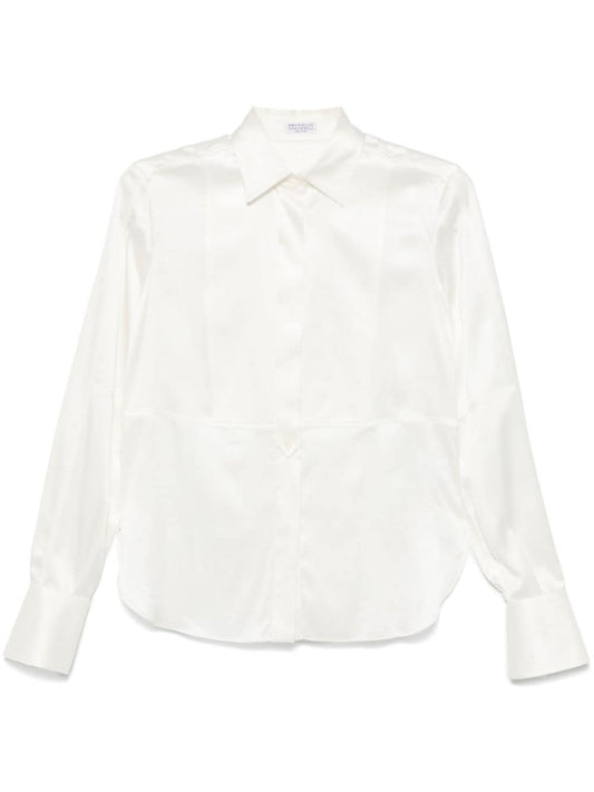 Silk stain shirt with shiny details