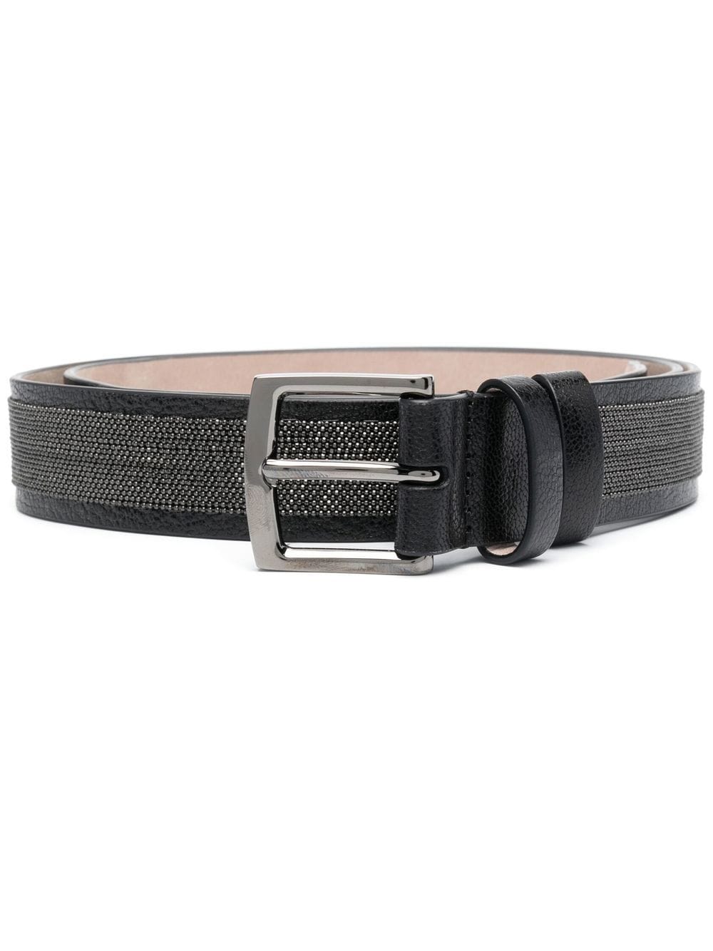 Leather belt with precious details