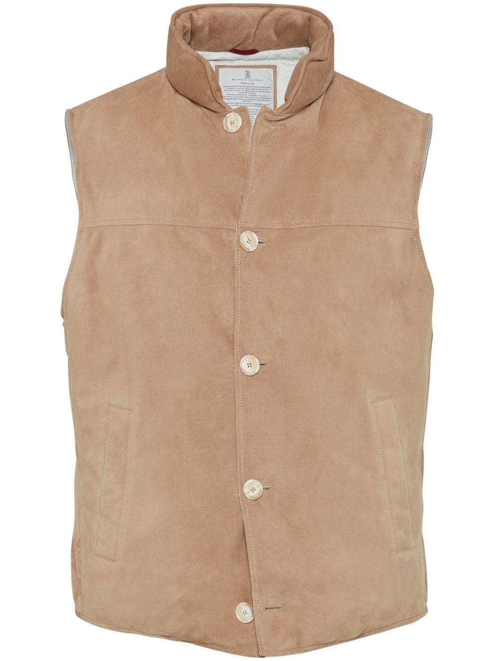 Suede sleeveless down waistcoat