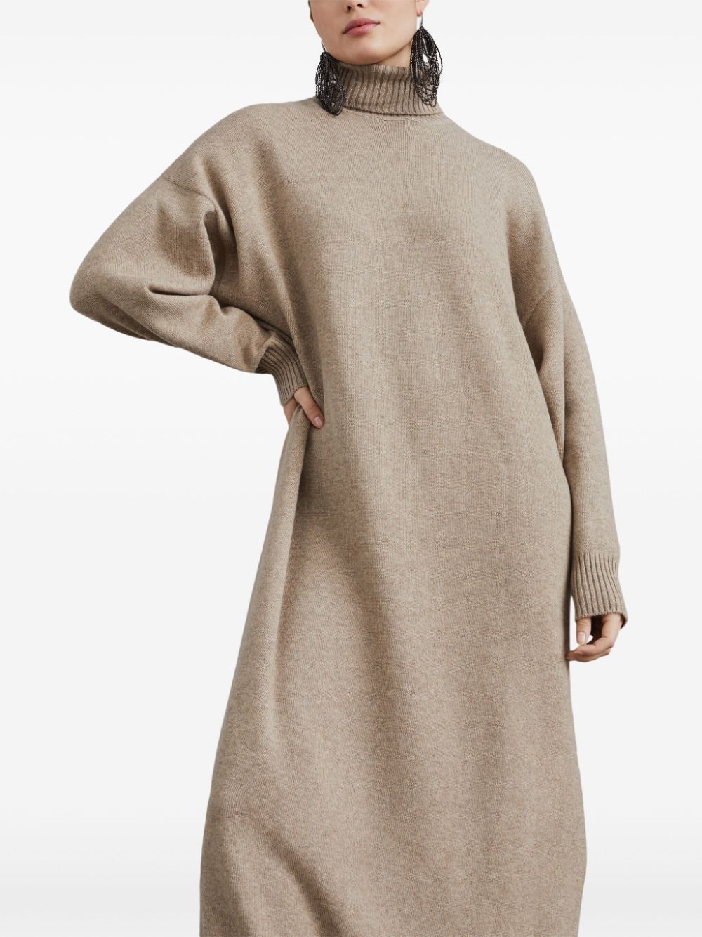 Cashmere dress with precious details