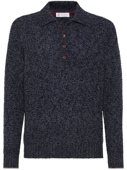 Cashmere and wool knitted polo