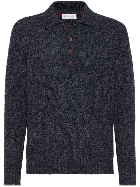 Cashmere and wool knitted polo