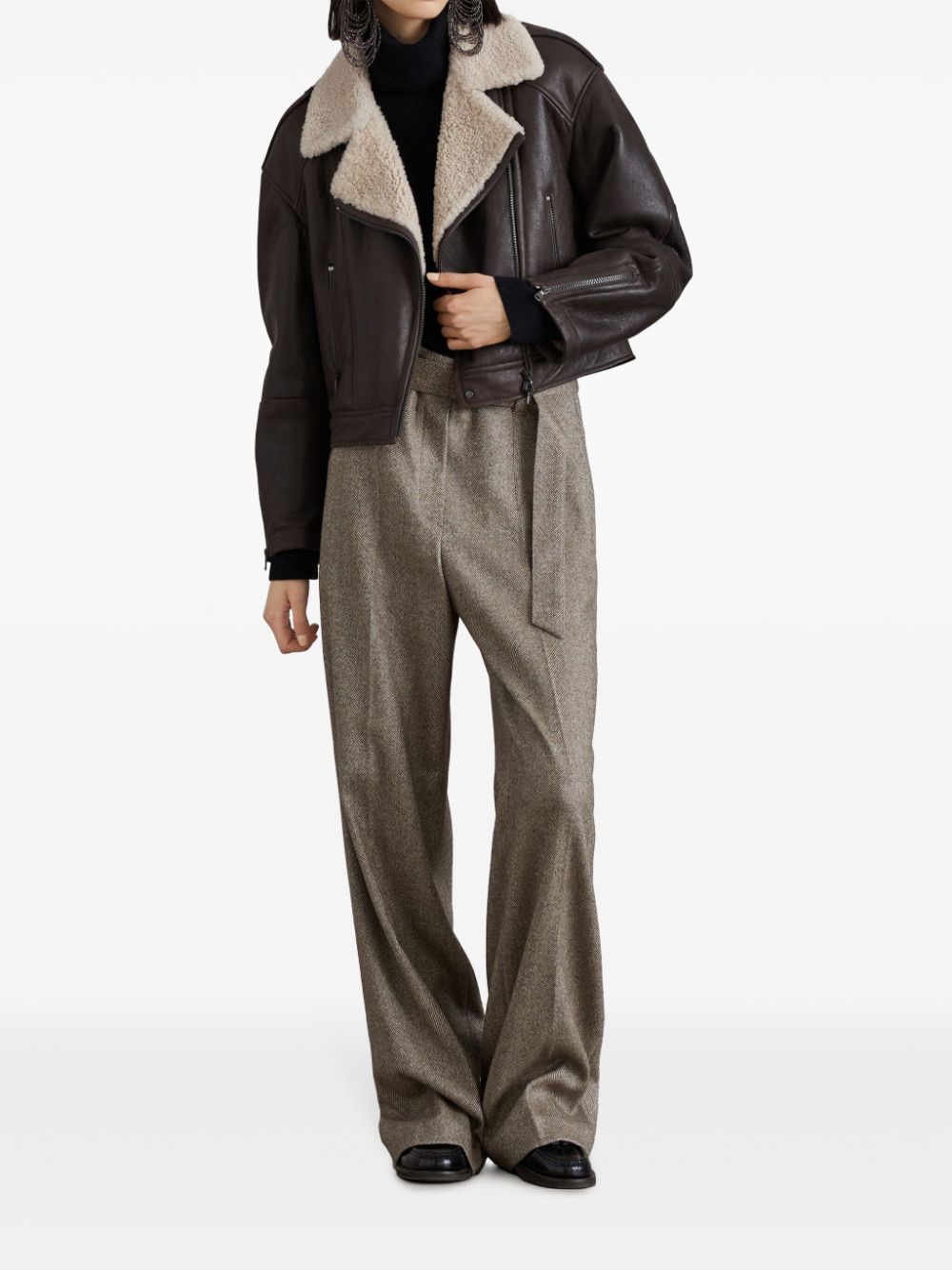 Wool high-wasited trousers