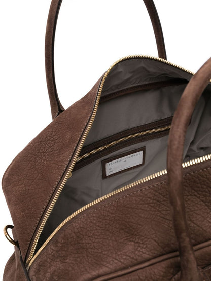 Nabuk leather weekender bag