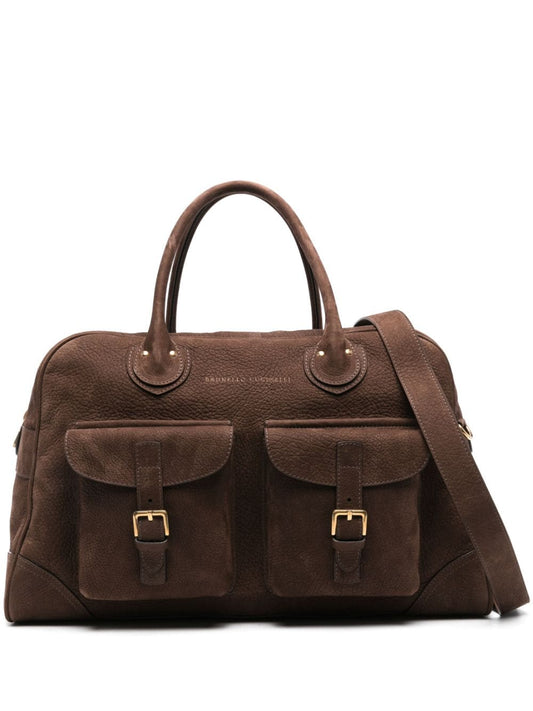 Nabuk leather weekender bag