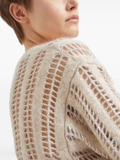 Mohair wool dazzling net sweater