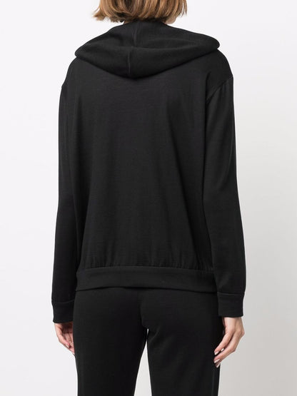 Cotton and silk blend zip-up hoodie