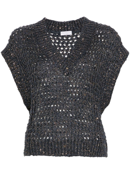 Dazzling net silk and linen waistcoat