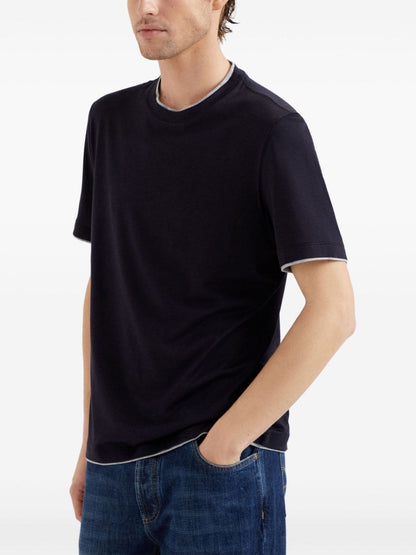 Faux layering cotton t-shirt