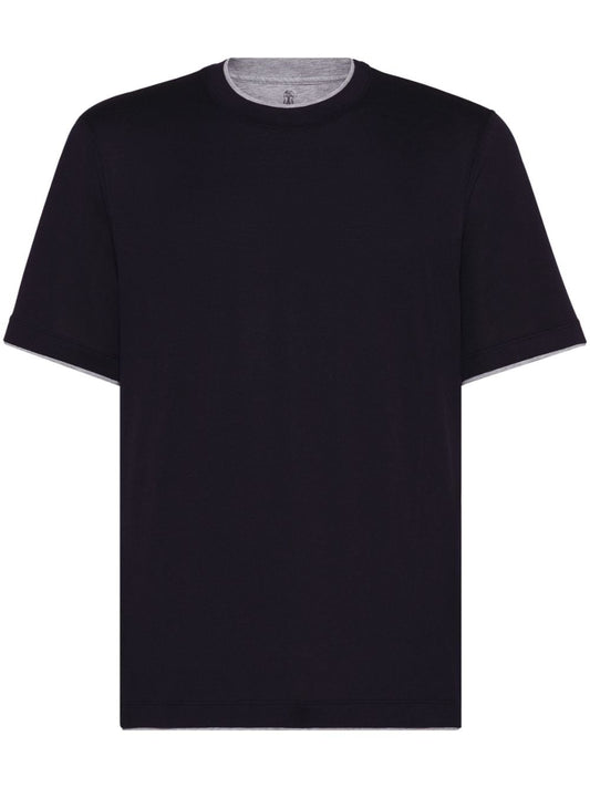 Faux layering cotton t-shirt